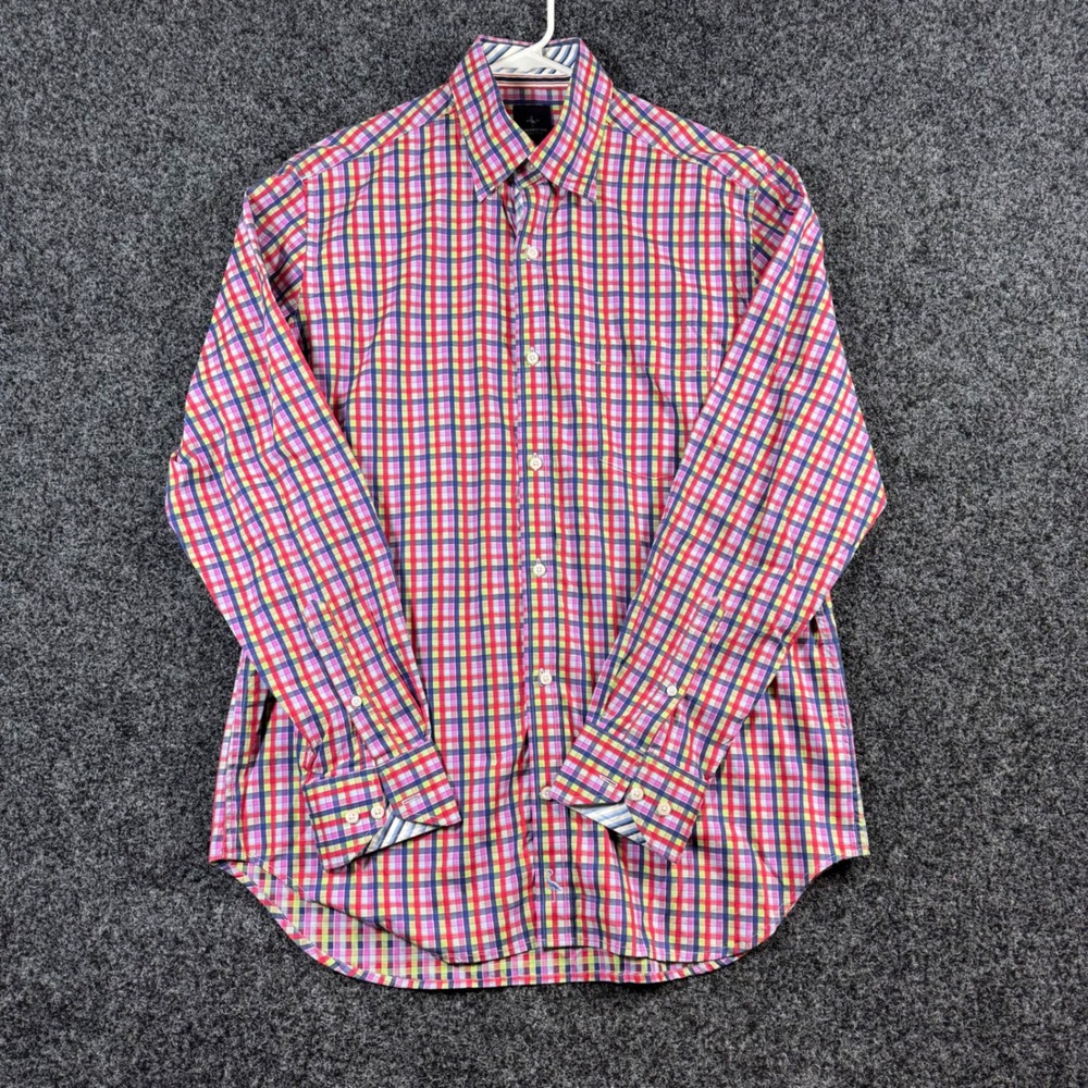 Tailorbyrd Pink Multi-Color Plaid Button-Down Shirt 100% cotton